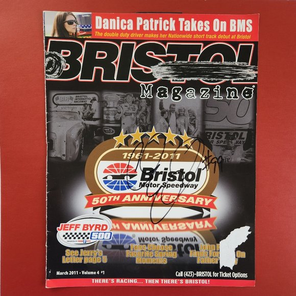 CARL EDWARDS #99 SIGNATURE ON BRISTOL PROGRAM COVER, NASCAR, AFLAC - Picture 1 of 5